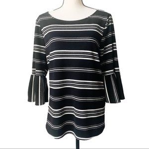 Black & White Striped Top with Bell Sleeves